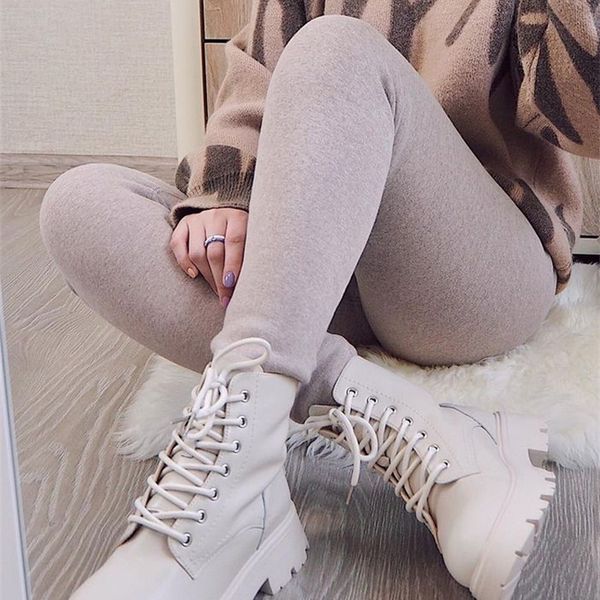 

women's leggings thick warm winter for high waist velvet grey pants fleece thermal 220914, Black