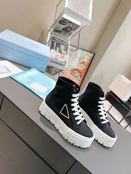 

classic casual shoes nylon sneakers white trainers gabardine designers platform double wheel triple thick bottom luxury low for pink blue 35, Black