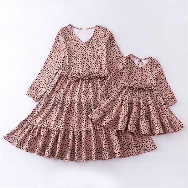 

family matching outfits girlymax fall/winter baby girls mommy me boutique children clothes milk silk leopard dot long sleeve dress kidswear, Blue