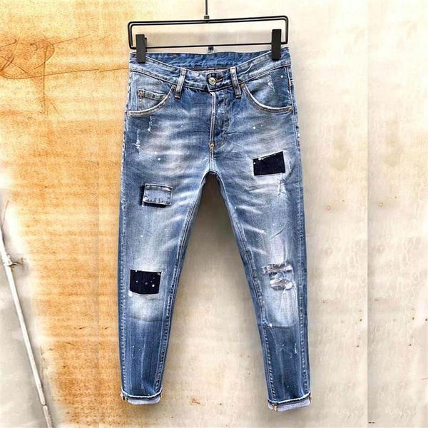 

mens denim jeans fashion italy men s jeans true slim washed zipper decorated urban casual pants 247l, Blue