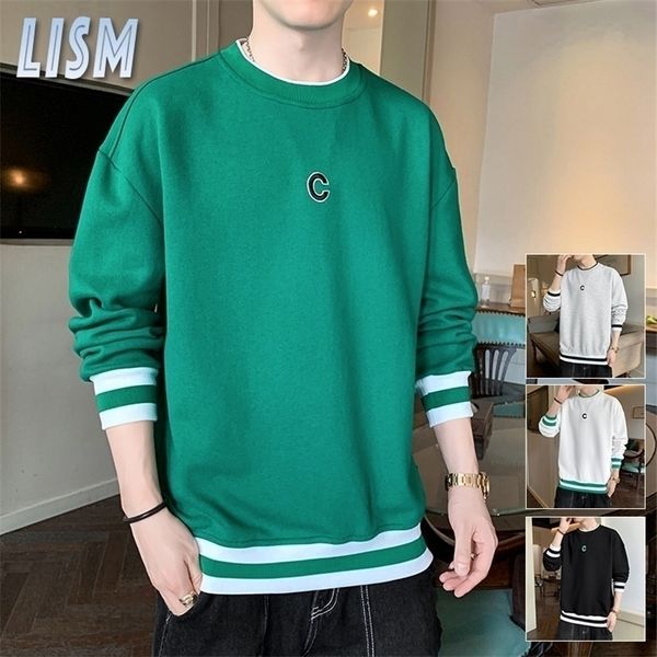 

mens hoodies sweatshirts lism o neck sweatshits fashion patchwork mens autumn polyester streetwear casual hip hop pullovers men hoodie 22091, Black