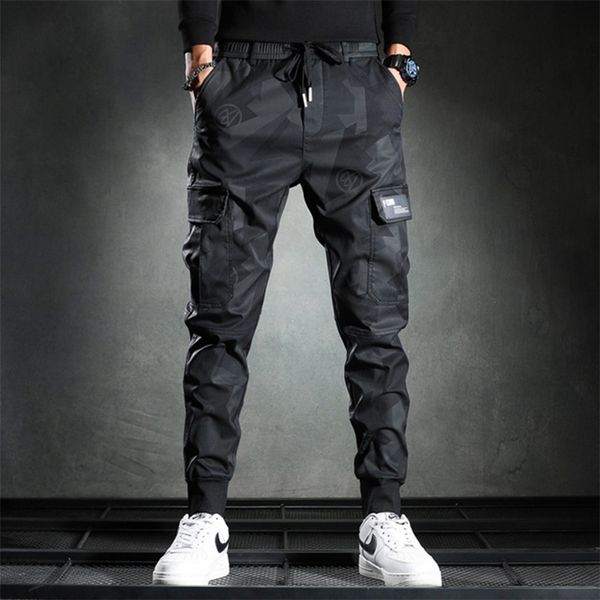 

men's pants brand men fashion streetwear casual camouflage jogger pants tactical military trousers men cargo pants for dropp 220914, Black