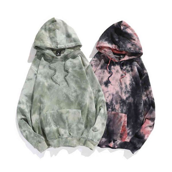 

men's hoodies sweatshirts couple tie-dye sweater ins trend loose hooded long-sleeved jacket 2022 autumn new trend hoodie men's swe, Black