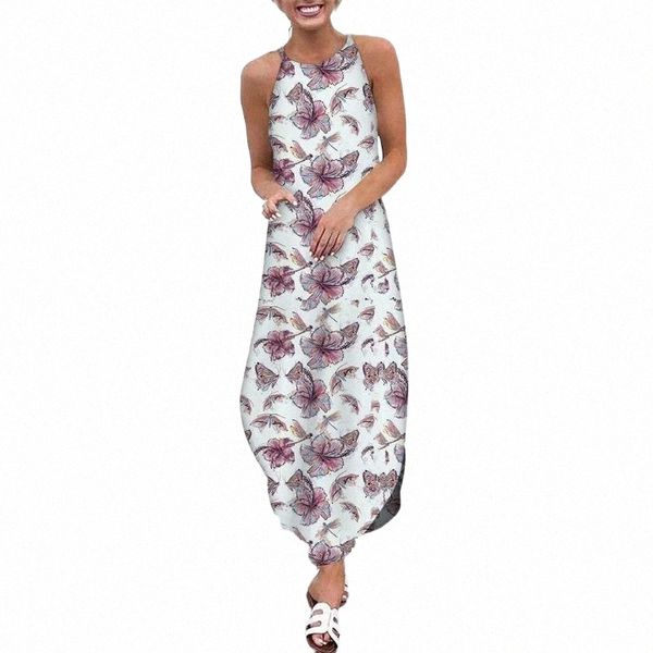 

casual dresses irregular hem dress women long printed beach boho sleeveless vestidos de mujer summer loose v4iv#, Black;gray