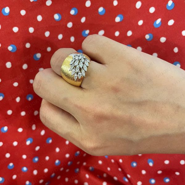 

wedding rings godki luxury feather gold bold with zirconia stones women engagement party jewelry 220913, Slivery;golden