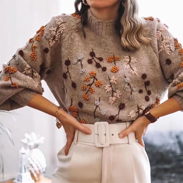 

women's knits tees gypsylady vintage chic knitted sweater pullover beading autumn spring women sweaters o-neck thick warm ladies woman, White