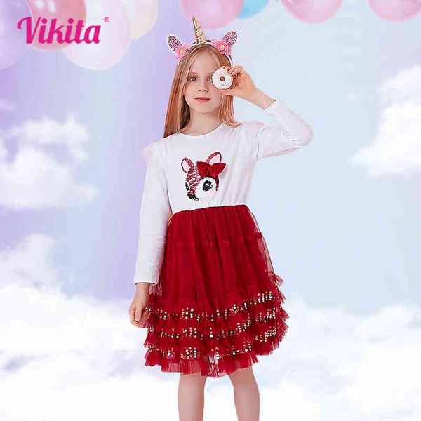 

girl's es vikita kids princess birthday party children heart design dress toddlers sequins vestidos girls christmas new year clothes 09, Red;yellow