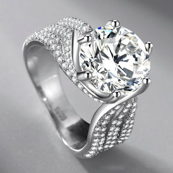 

wedding rings european and american rotating rows twisted flower 6 claws zircon ring female jewelry valentine s day gift 220913, Slivery;golden