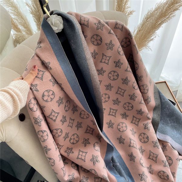 

scarves 2021 newfashion winter scarf women cashmere warm pashmina foulard lady luxury l scarves thick soft bufanda shawls wraps, Blue;gray