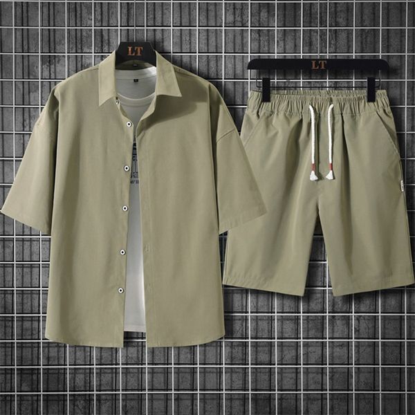

men's tracksuits mens sportwear set solid short sleeve shirts shorts men tracksuit suit casual male brand clothing streetwear men sweat, Gray