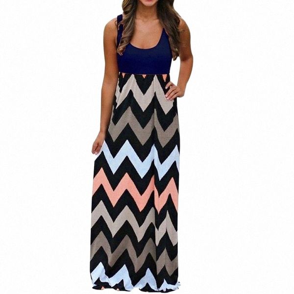 

casual dresses summer dress woman vintage striped pacthwork o neck long women sleeveless boho style tank robe femme sundress w6zm#, Black;gray