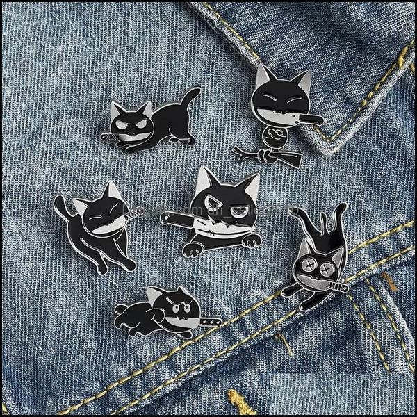 

pins brooches black cat knife punk enamel brooches pin women girl fashion jewelry metal vintage pins badge gift 6144 q2 drop delivery dhbyj, Gray