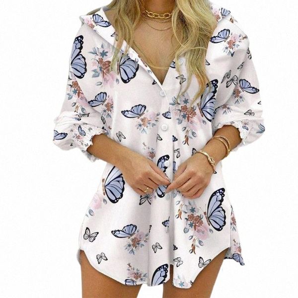 

casual dresses print ladies dress button down short bend hem shirt variety optional m5d7#, Black;gray