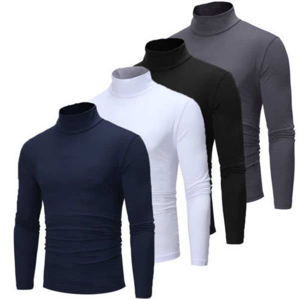 

men s sweaters fashion mens cotton turtle neck turtleneck stretch shirt plus size 220913, White;black