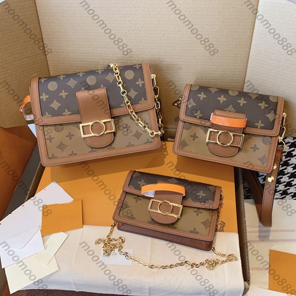 

10a l bag tier 25cm small dauphine flap bag womens canvas purse mirror luxury designer brown flower print handbag crossbody shoulder strap g
