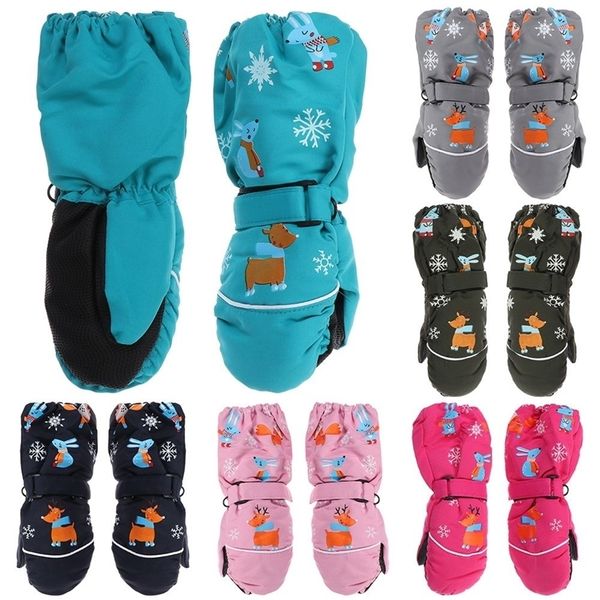 

childrens finger gloves children winter rabbit gloves baby girls waterproof windproof snow gloves kids boy thick warm ski mitten for 26 year, White