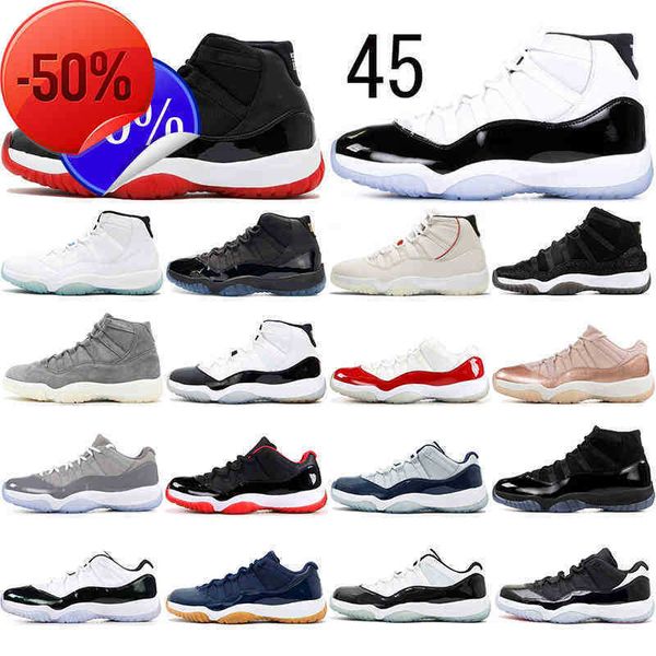 

with socks bred 11 11s basketball shoes concord 45 platinum tint cap and gown mens women gym red trainer sports sneakers 36 -47, Black