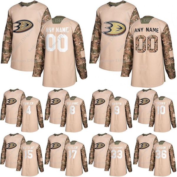 

college wearanaheim ducks camo veterans day practice jerseys 9 paul kariya 15 getzlaf 8 selanne 17 kesler custom any number any name hockey, Black