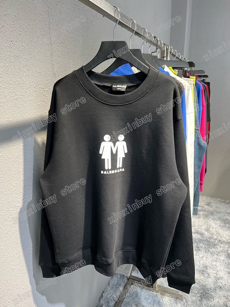 

xinxinbuy men designer sweatshirts paris france national flag print cotton women black white xs-l, Black;brown