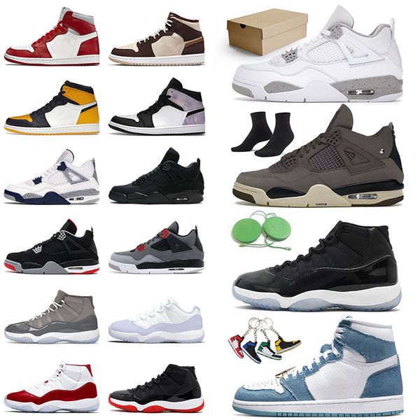 

jumpman fashion violet ore 4 4s basketball shoes 11s offs white university blue sports 1 1s yellow toe black canvas cool grey 11 low 72-10 m, White;red