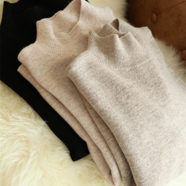 

women's knits tees autumn winter chic bottom sweaters women fashion turtleneck pullover slim long sleeve knitted jumper soft warm pull, White