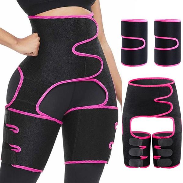 

tactical waist trainer 3-in-1 thigh trimmers with bulifter body shaper arm belt for waist support sport workout sweat bands208p, Black;gray