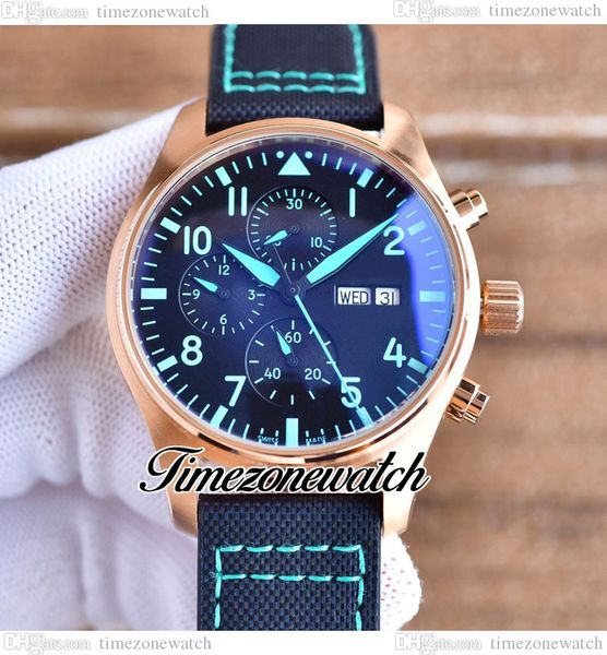 

43mm daydate pilots watches iw388108 automatic mens watch iw377710 black dial green inner rose gold case nylon/leather strap no chronograph, Slivery;brown
