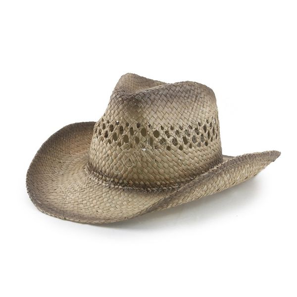 

women cowboy hat beach sun hats panama straw raffia sun cap summer wide brim western caps sombreros gorras, Blue;gray