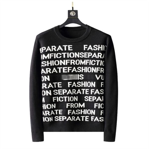 

winter fashion classic designer sweater black white full letter pattern men's women's sweater crew neck essential pullover luxury, White;black