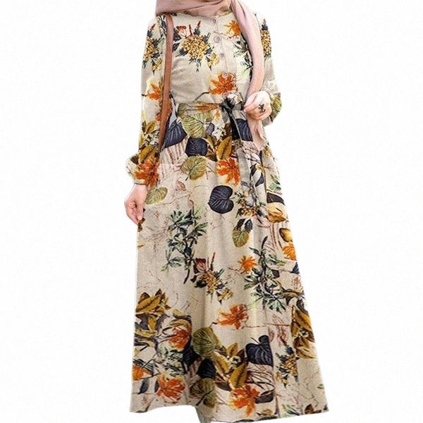 

casual dresses elegant muslim fashion linen dress women plus size summer sashes long sleeve loose 11qp#, Black;gray