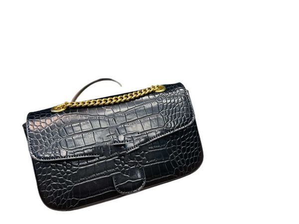 

classic crocodile skin female satchel shoulder bag fashion bags black white double chain crossbody satchels luxury designer purse handbag