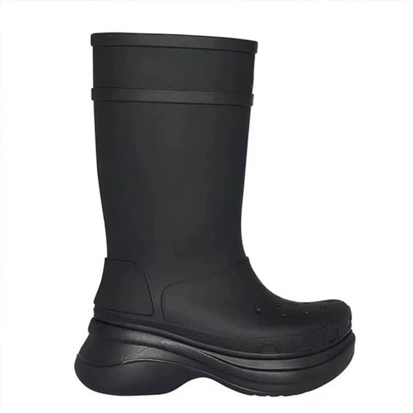 

fashion thick sole increasing all-match women's rain boots rubber design anti-skid and wear-resistant long boots autumn winter, Black