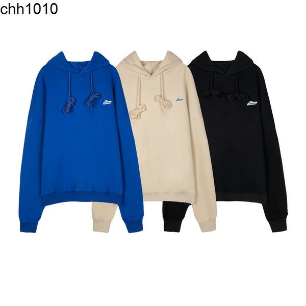 

korean chao brand we11done small chest embroidery sticker basic hoodie, Black