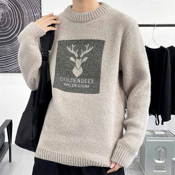 

mens sweaters winter knittwear men sweaters cozy loose oneck deer couples knitted retro warm long sleeve christmas male jumpers pullovers 3x, White;black
