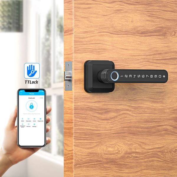

bluetooth wireless apartment wooden door smart lock with ttlock app