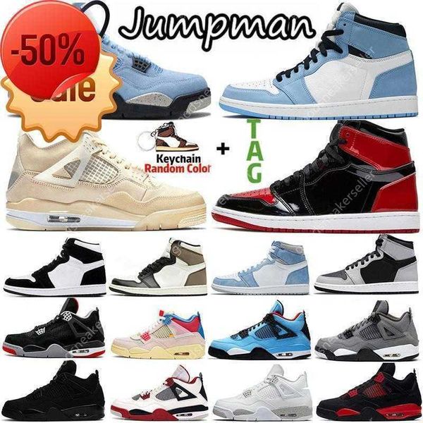 

2022 patent bred 4 4s sail 1 1s mens basketball shoes sneakers university blue hyper royal black cat silver toe dark mocha fire red men
