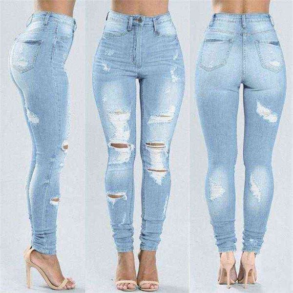 

women's jeans new cro border# worn-out jeans with small feet, Blue