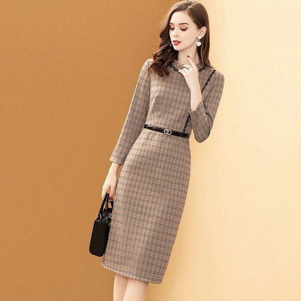 

casual dresses plaid women's 2021 temperament lace dress y3p3#, Black;gray
