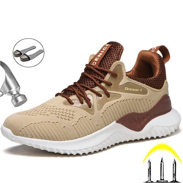 

boots sport safety shoes men indestructible work lightweight sneakers male steel toe anti puncture 220913, Black