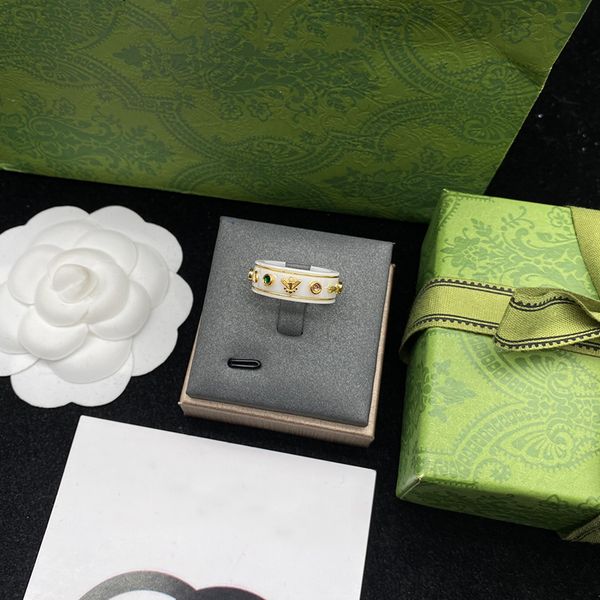 

luxury ceramics ring fashion diamond shinning rings party & banquet gift for girls ring jewelry, Silver