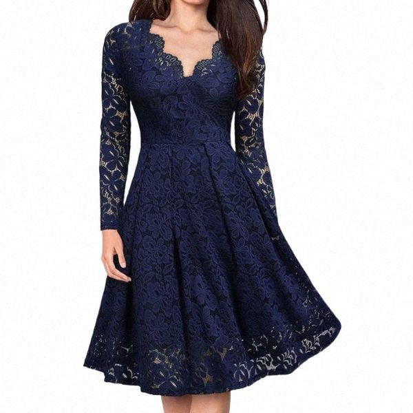 

casual dresses lacy v-neck women dress spring winter elegant ruffle a-line long sleeves high waist slim vestidos fashion 2021 y18a#, Black;gray