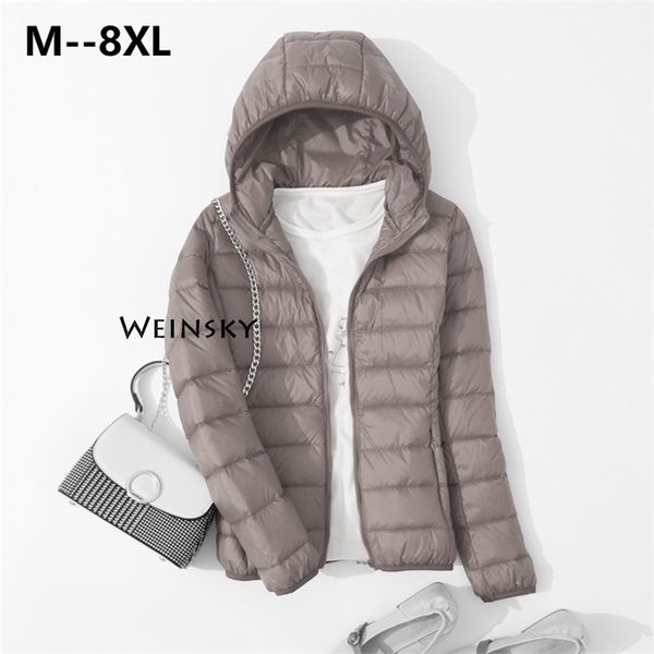 

womens down parkas spring autumn women ultralight thin down jacket white duck down hooded jackets warm winter coat parka female portable out, Black