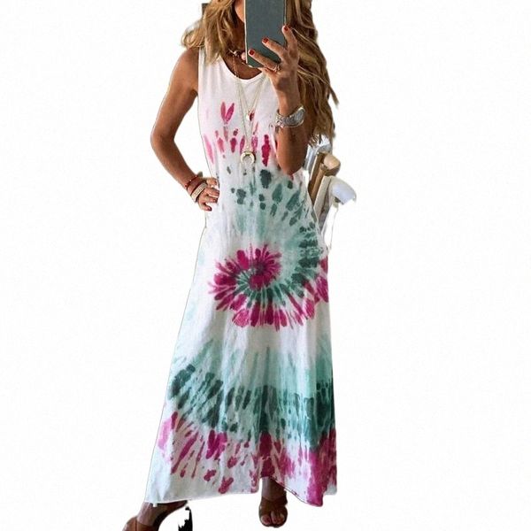 

casual dresses 2021 summer women vintage long dress women's o neck print daily ladies sleeveless bohemian maxi sukienka #g3 p9s7#, Black;gray