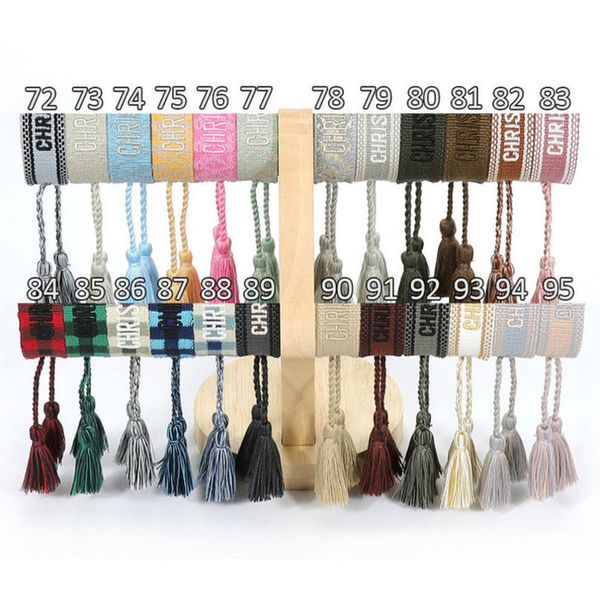 

classic fashion brand bracelets chains jewelry bangles handmade embroidered link woven tassel adjustable women men lover gift chain bangle 7, Black