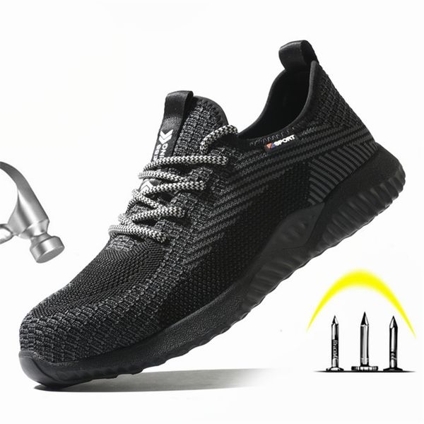 

safety shoes breathable safety shoes men's work boots steel toe cap puncture-proof indestructible security shoes light comfortable snea, Black;brown