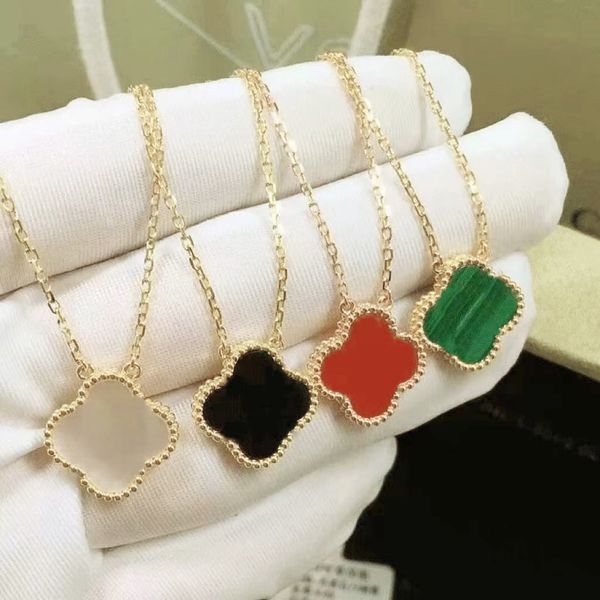 

18k gold 4 leaf grass necklace fashion designer women's pendant girl's valentine's day love gift 316l stainless steel jewelry, Silver
