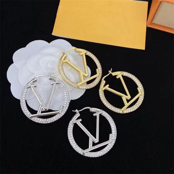 

2022 new fashion rhinestones brass dangle & chandelier earrings classic designer gold silver plated earrings for charm women jewelry gift