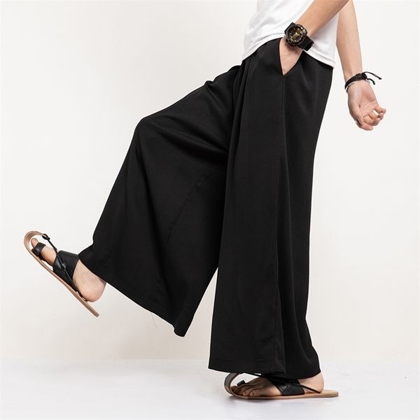 

men's pants drop loose harem mens jogger ankle-length male casual summer solid trousers 220914, Black