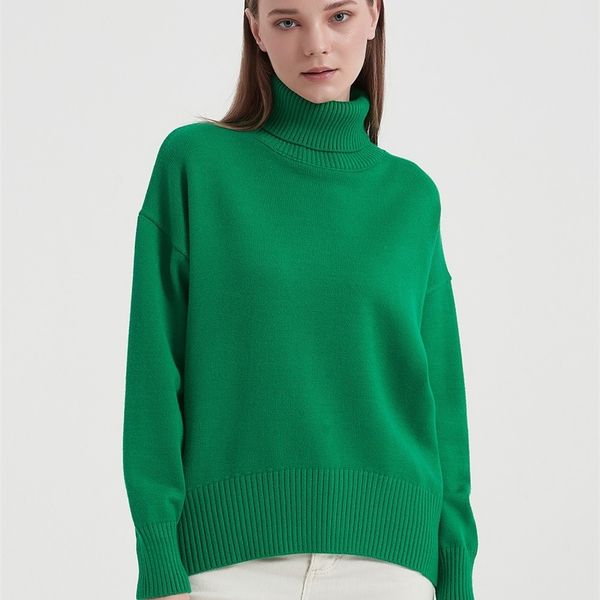 

women's knits tees wixra women turtleneck sweater female pullovers soft warm jumper basic knitted autumn winter 220914, White