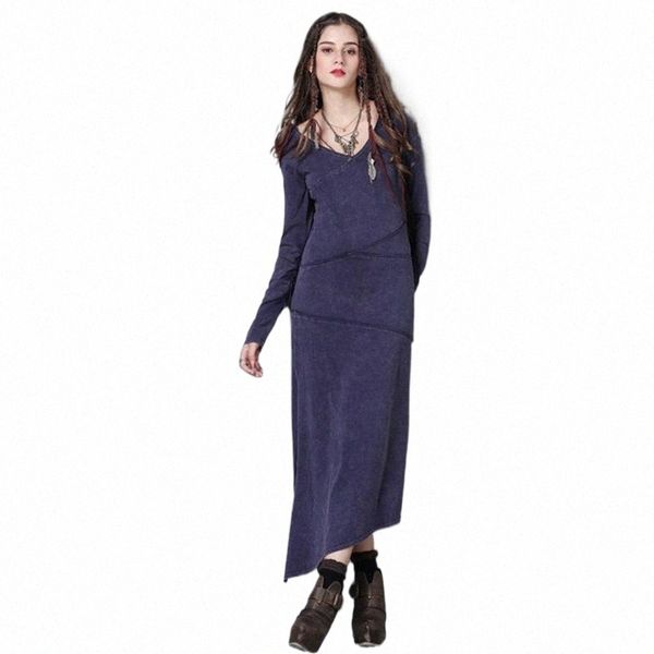 

casual dresses vintage knitted winter dress women 2021 cotton vestidos v-neck long sleeve patchwork asymmetrical slit woman e21z#, Black;gray